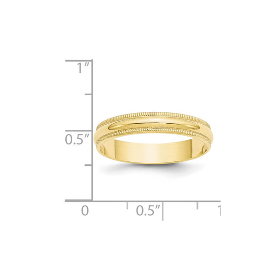 Lightweight Milgrain Half Round Band — 4 mm