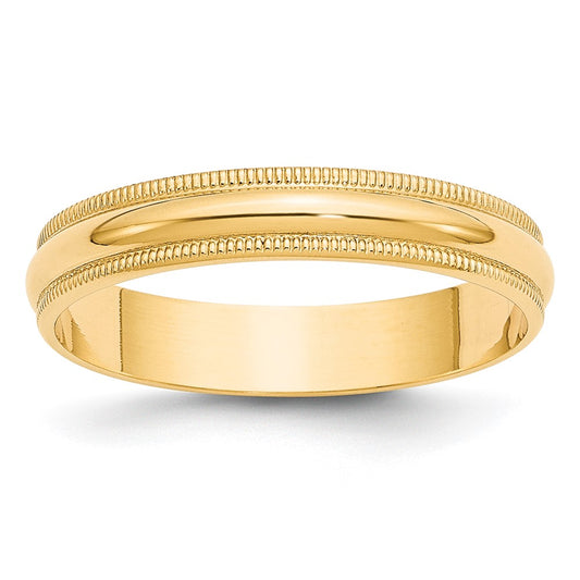 Lightweight Milgrain Half Round Band — 4 mm