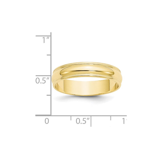 Lightweight Milgrain Half Round Band — 5 mm