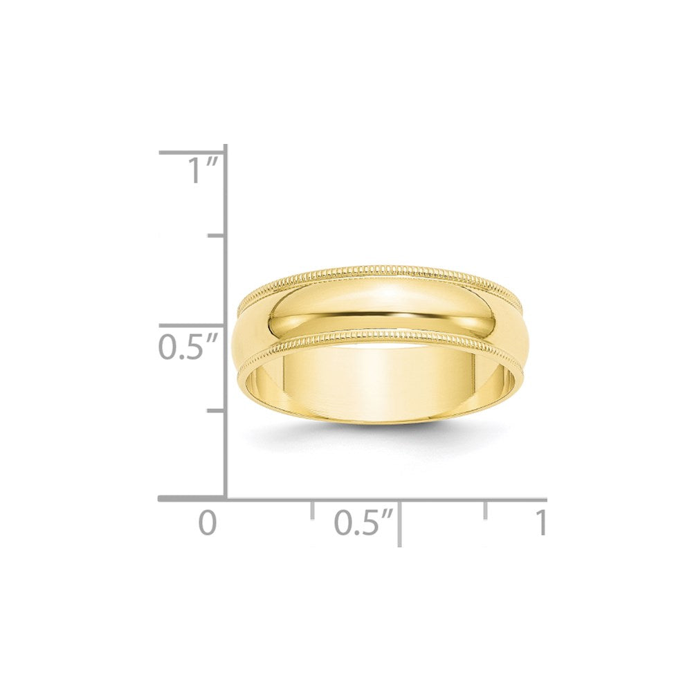 Lightweight Milgrain Half Round Band — 6 mm