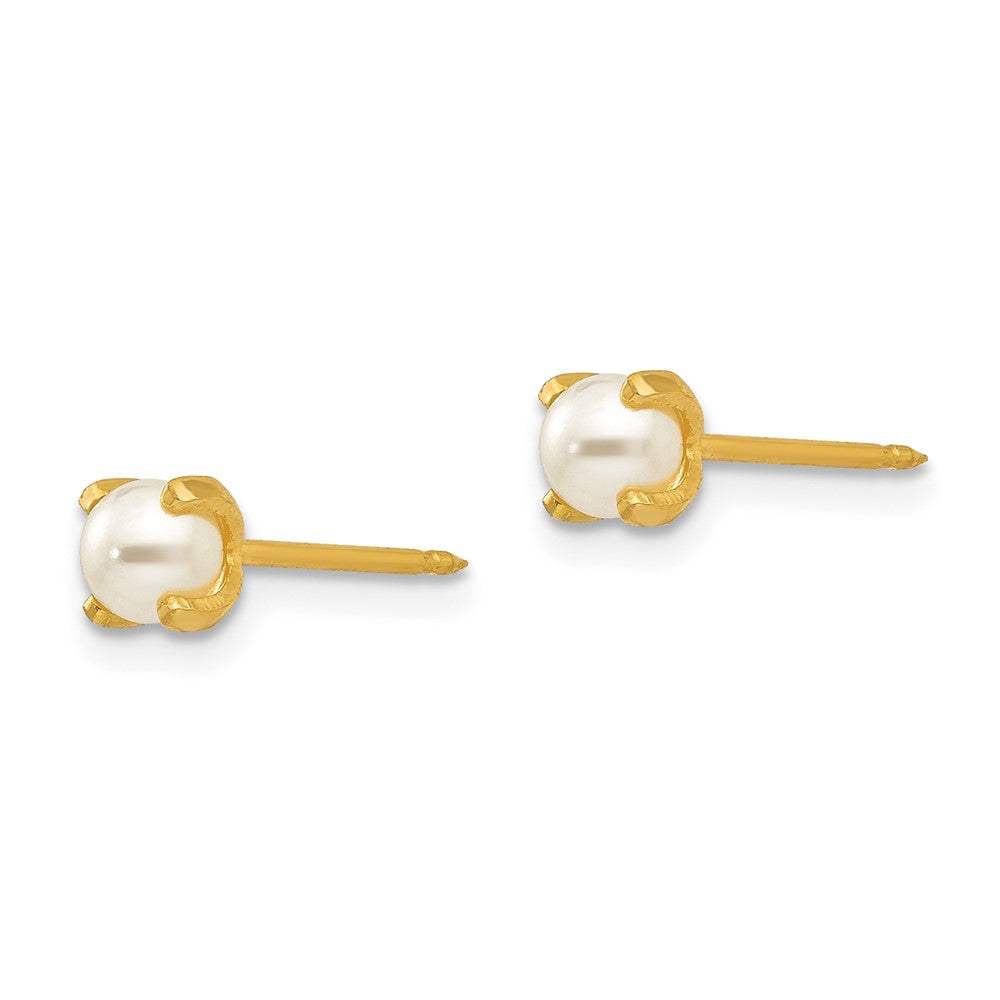 Inverness 18k 4mm Prong Simulated Pearl Post Piercing Earrings