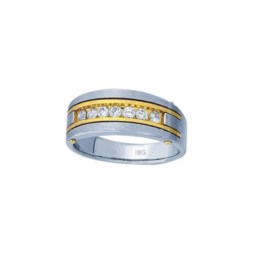 IBGoodman 10k Two-tone Men's Polished and Satin 7-Stone Ring Mounting
