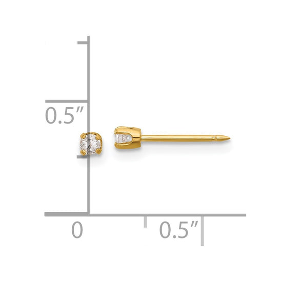 Inverness 14K Polished 2.5mm .10ct Diamond Stud Post Piercing Earrings