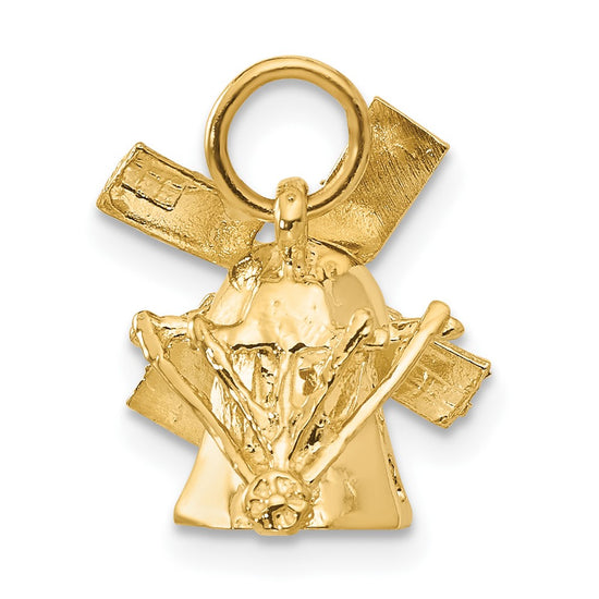 14K  3-D Windmill with Moveable Blades Charm