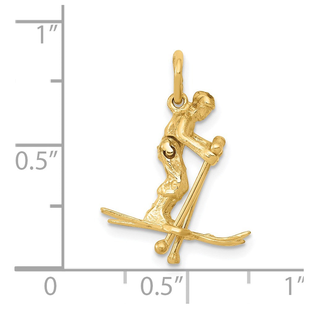 14K 3-D Moveable Legs Snow Skier Charm