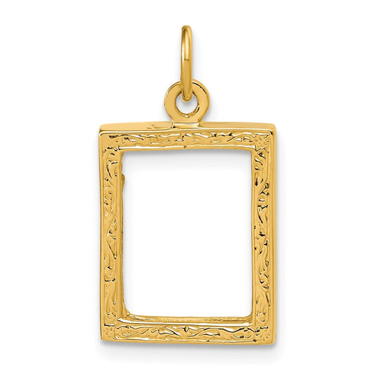 14k Fancy Border 17x13mm Picture Frame Pendant