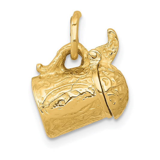 14k 3-D Beer Stein Lid Opens Charm