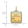 14k Enameled Blue Engravable BIRTH CERTIFICATE Charm