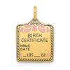 Gold Polished Birth Certificate Pendants