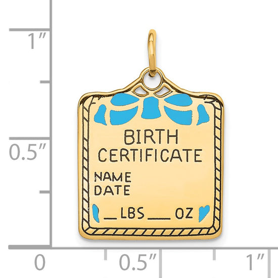 Gold Polished Birth Certificate Pendants