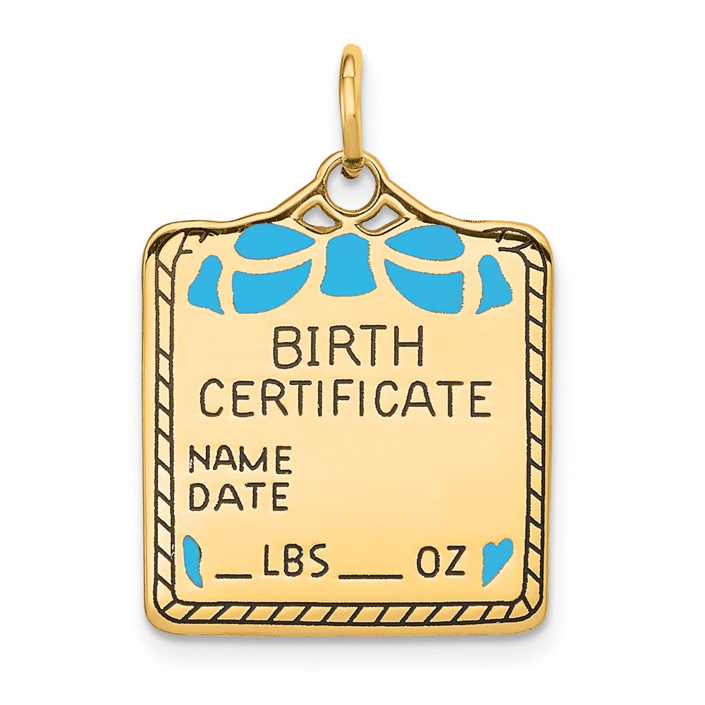 Gold Polished Birth Certificate Pendants