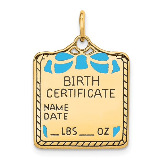 Gold Polished Birth Certificate Pendants