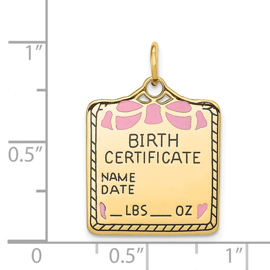 Gold Polished Birth Certificate Pendants