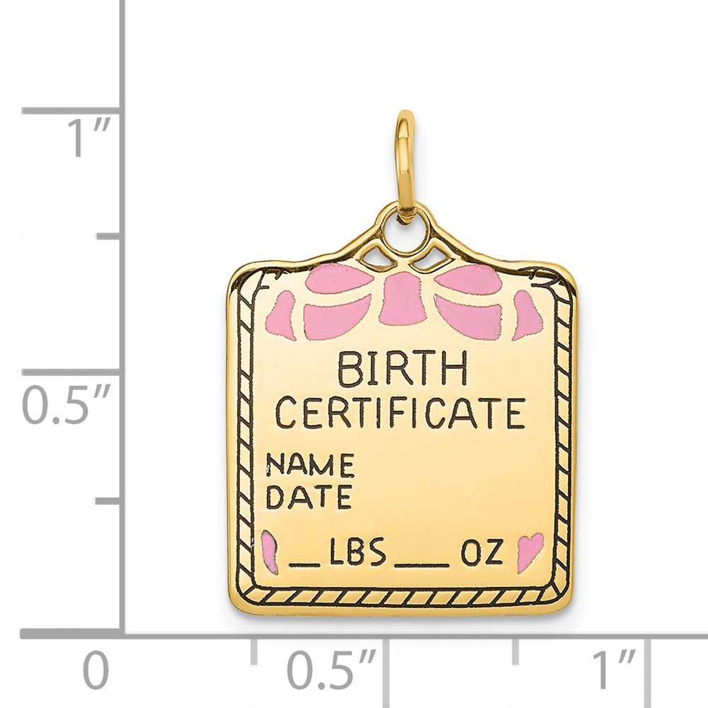 Gold Polished Birth Certificate Pendants