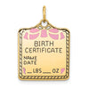 Gold Polished Birth Certificate Pendants