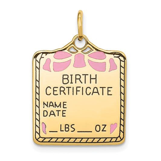 Gold Polished Birth Certificate Pendants