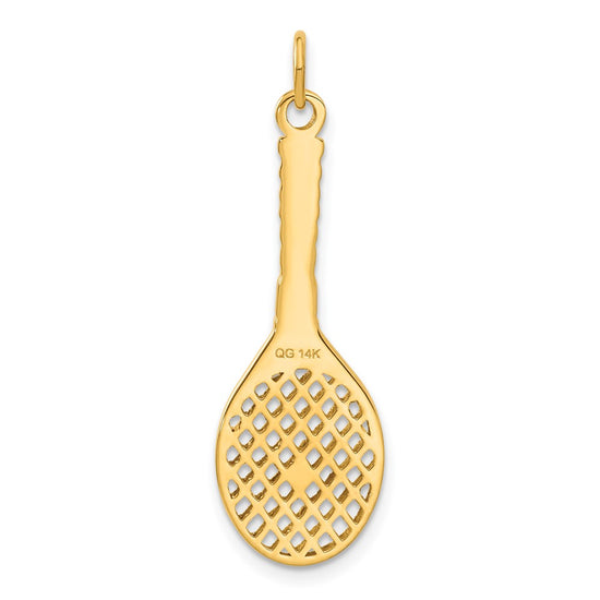 14K Tennis Racquet with Freshwater Cultured Pearl Ball Charm