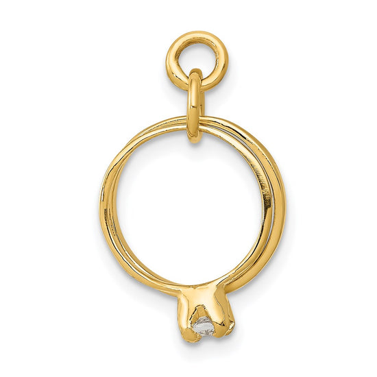 Gold Wedding Rings with CZ Charm