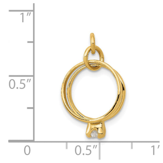 Gold Wedding Rings with CZ Charm