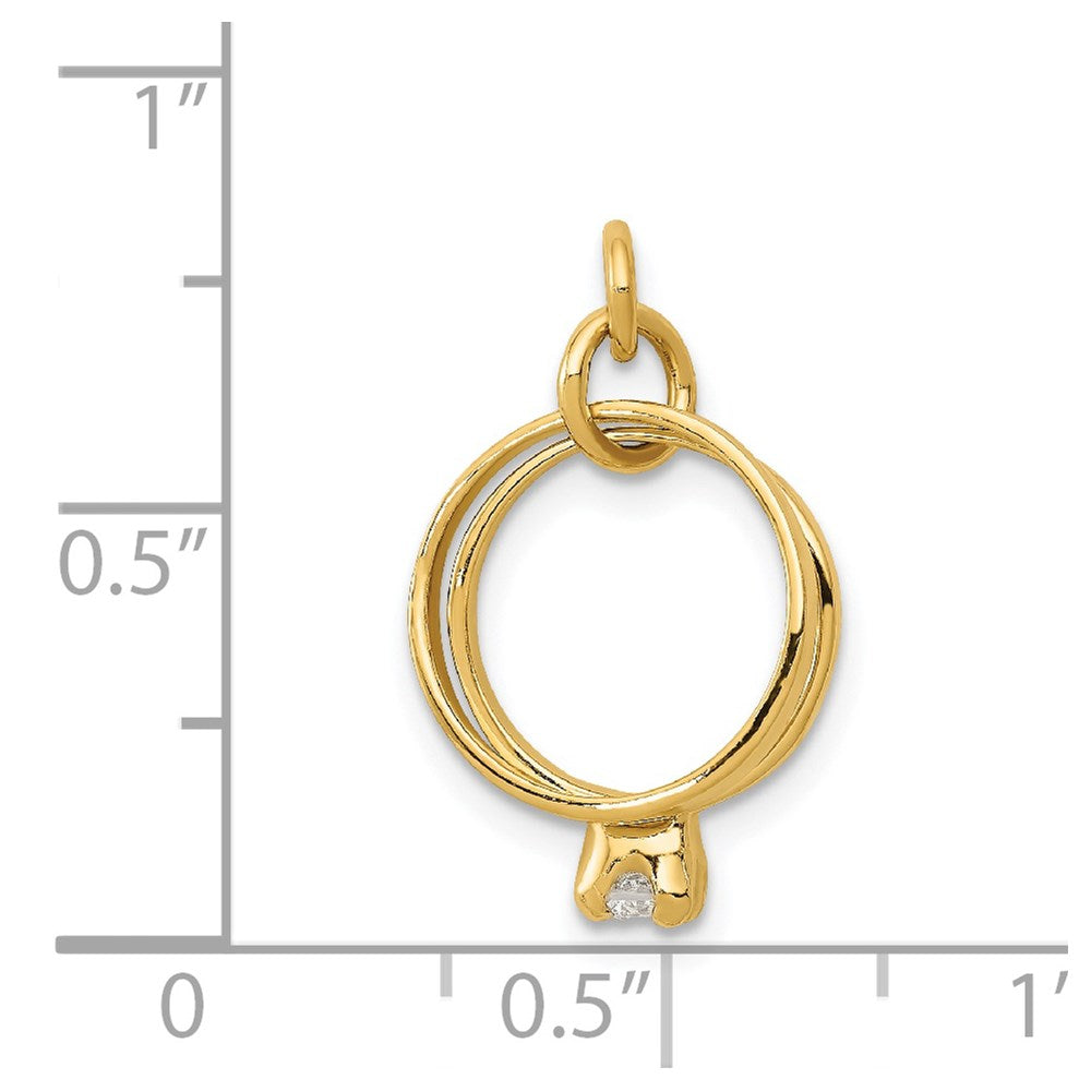 Gold Wedding Rings with CZ Charm