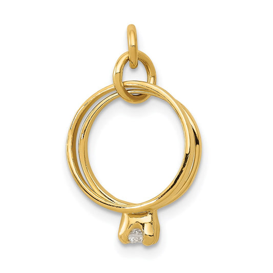 Gold Wedding Rings with CZ Charm