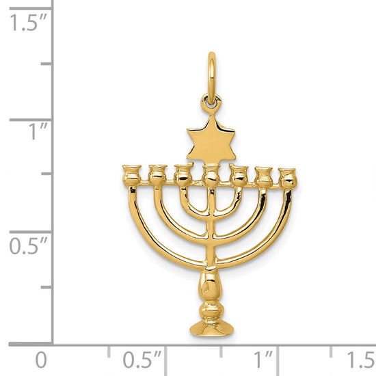 14K 3-D Menorah and Star of David Charm