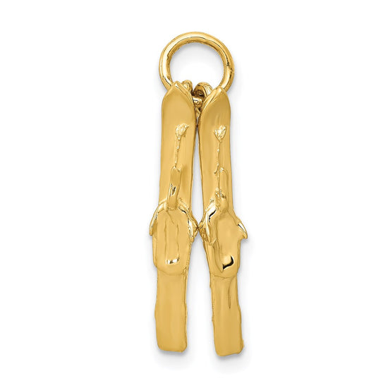 14K 3-D Pair Of Skis Charm