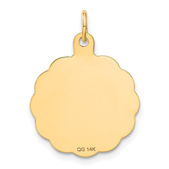 14k WRESTLING Scalloped Edge 18mm Engravable Disc Charm