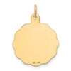 14k WRESTLING Scalloped Edge 18mm Engravable Disc Charm
