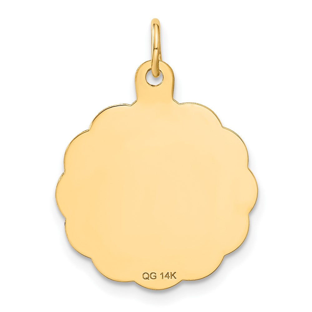 14k WRESTLING Scalloped Edge 18mm Engravable Disc Charm