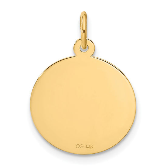 14K HAPPY ANNIVERSARY with Hearts 16mm Engravable Disc Charm
