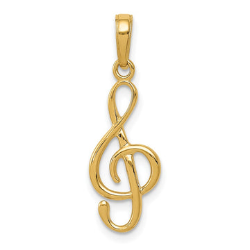 Gold 3D Treble Clef Charm