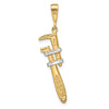 14K and White Rhodium 3-D Pipe Wrench Charm