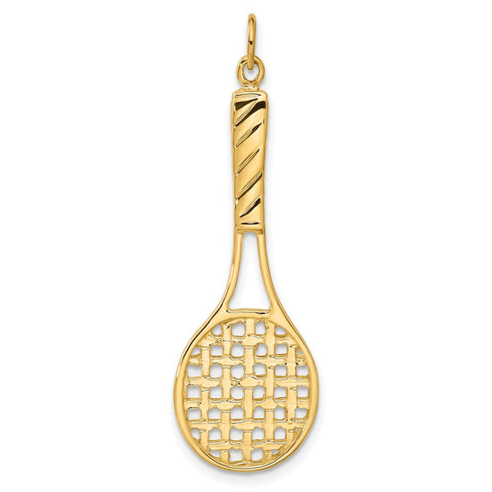 14K Large 3-D Tennis Racquet Pendant