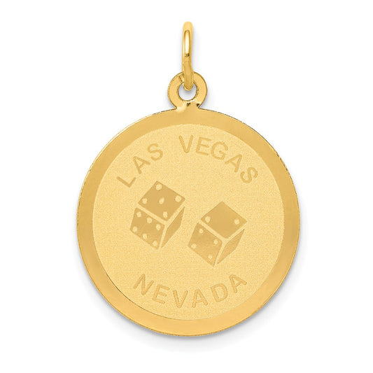 14k LAS VEGAS NEVADA with Dice Engravable 19mm Disc Charm