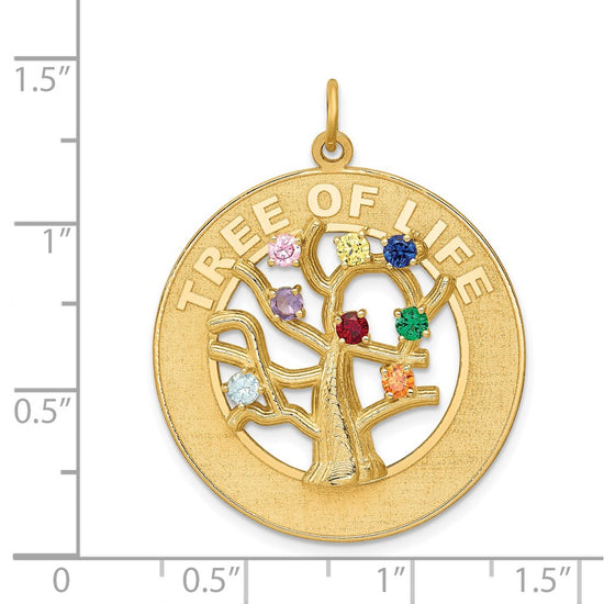 14k Multi-color CZ TREE OF LIFE Pendant