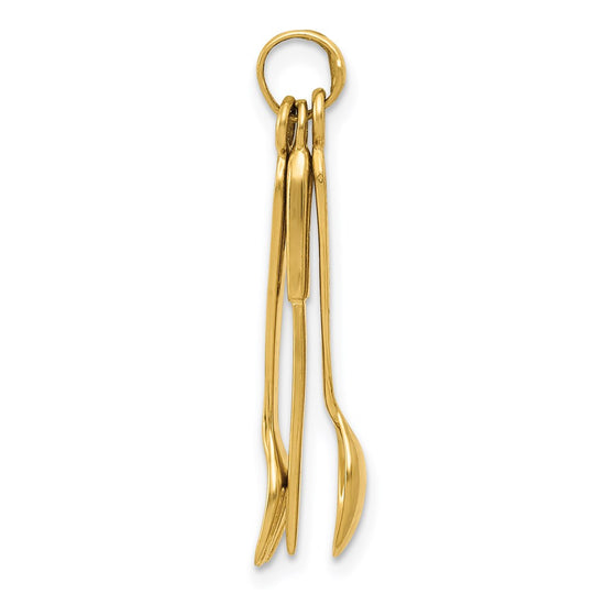 14K 3-D Knife, Fork and Spoon Charm