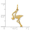 14k Solid 3-D Stork Charm
