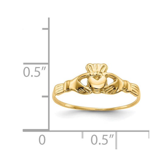14k Childs Polished Claddagh Ring
