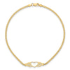14k Polished Open Heart with Filigree and Bismark Chain 10 inch  Anklet