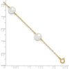 14k 7-8mm White Near-Round Freshwater Cultured Pearl 5-Station 9 inch Anklet