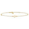 14k Diamond-cut Open Heart 3-Station 10 inch Plus 1 inch Extender - Total 11 inch Anklet