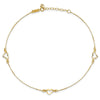 14k Diamond-cut Open Heart 3-Station 10 inch Plus 1 inch Extender - Total 11 inch Anklet
