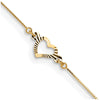14k Diamond-cut Open Heart 3-Station 9 inch Plus 1 inch Extender - Total 10 inch Anklet