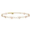 14k Two-tone Hammered Open Hearts and Oval Link 9 inch Plus 1 inch Extender Total 10 inch Anklet