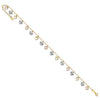 14K Tri-Color Dangle Hearts 9 inch Plus 1 inch Extender - Total 10 inch Anklet