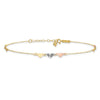 14K Tri-Color Diamond-cut Hearts 9 inch Plus 1 inch Extender - Total 10 inch Anklet