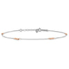 14K Two-Tone Mirror Beaded 4-Station 9 inch Plus 1 inch Extender Total 10 inch Anklet