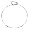 14K Two-Tone Mirror Beaded 4-Station 9 inch Plus 1 inch Extender - Total 10 inch Anklet