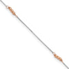 14K Two-Tone Mirror Beaded 4-Station 9 inch Plus 1 inch Extender - Total 10 inch Anklet
